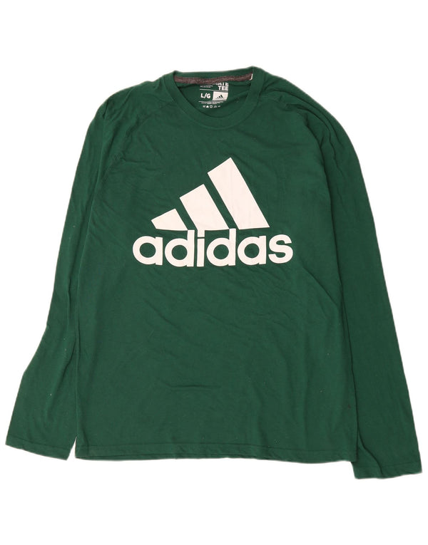 Adidas Mens Climalite Graphic Top Long Sleeve Large Green Cotton