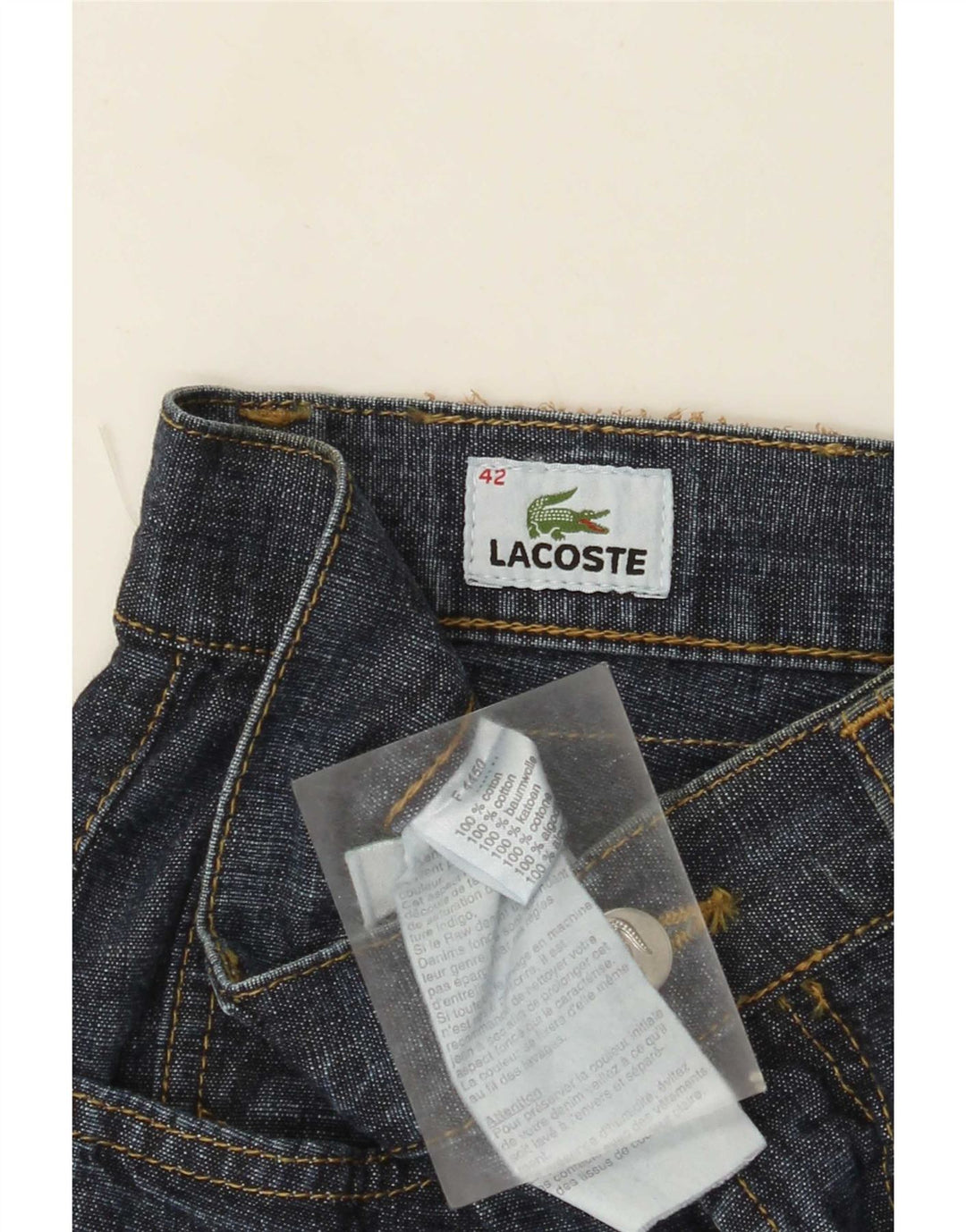 Lacoste Mens Straight Jeans Size 42 Medium W32 L28 Navy Blue Cotton