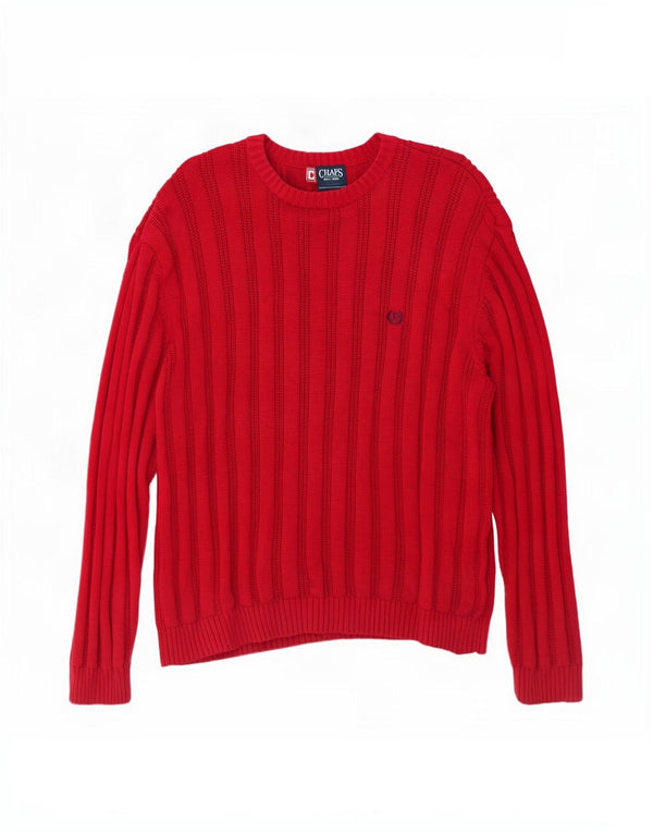 Chaps Uomo Maglione con scollo a barchetta Maglione grande in cotone a righe rosse