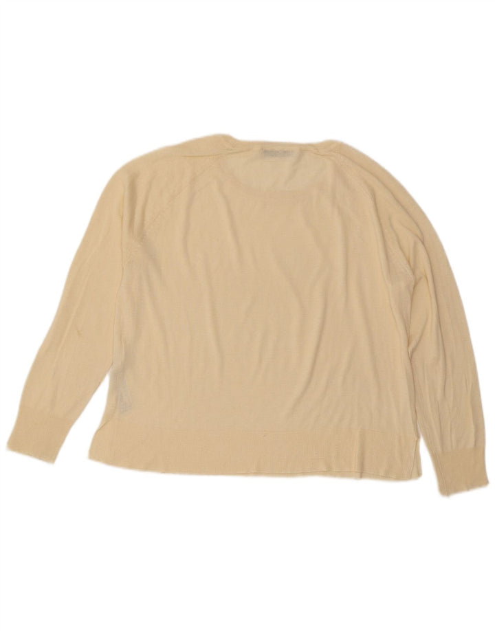 ZARA Womens Crew Neck Jumper Sweater UK 14 Medium Off White Viscose
