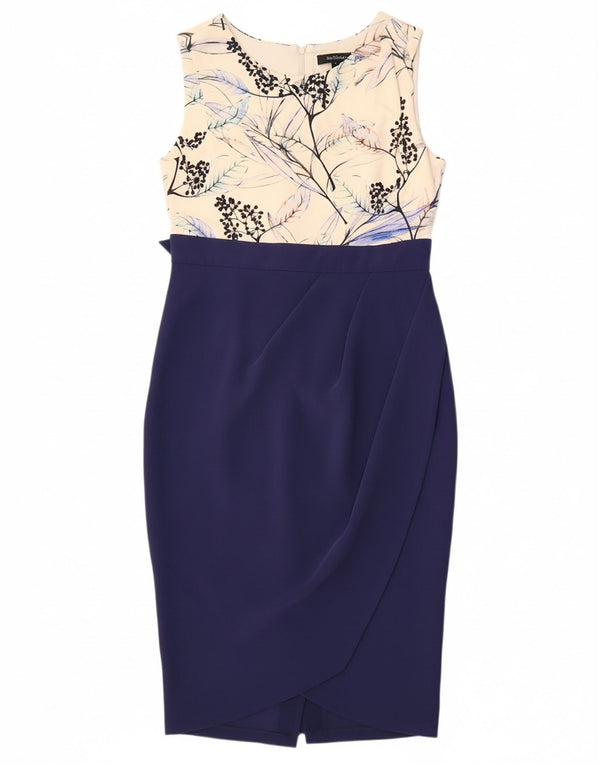 CLOSET Womens Sleeveless Bodycon Dress UK 14 Medium Navy Blue Floral