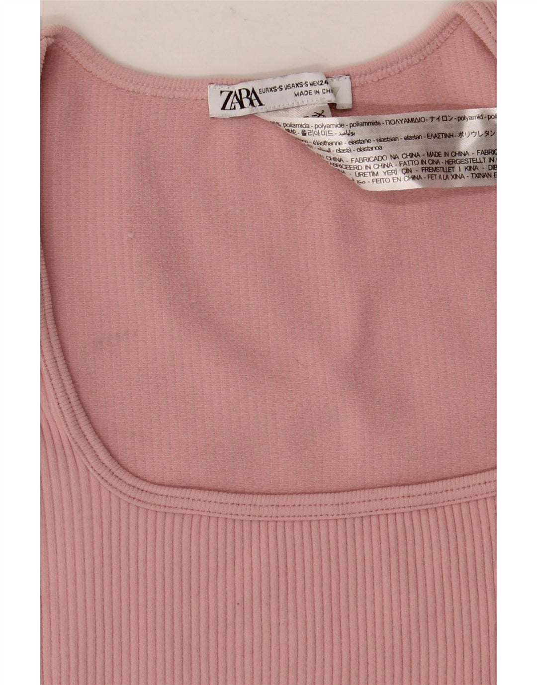 Zara Womens Crop Top Long Sleeve UK 4 XS Pink Polyamide