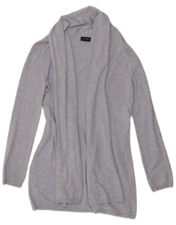 Zara Mujer Longline Cardigan Suéter UK 10 Small Azul