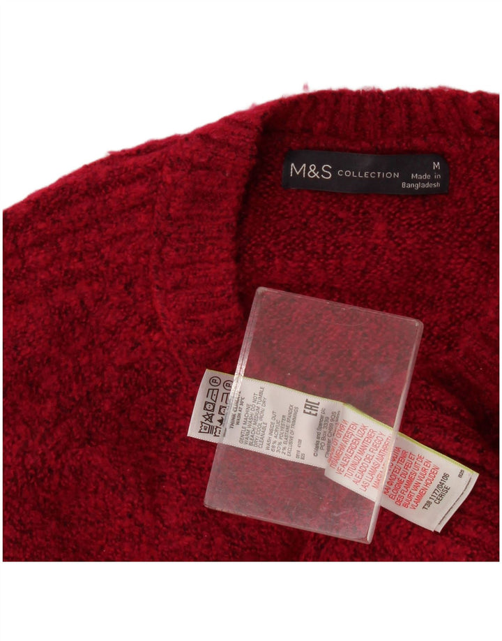 Marks & Spencer Womens Crew Neck Jumper Sweater UK 14 Medium Burgundy