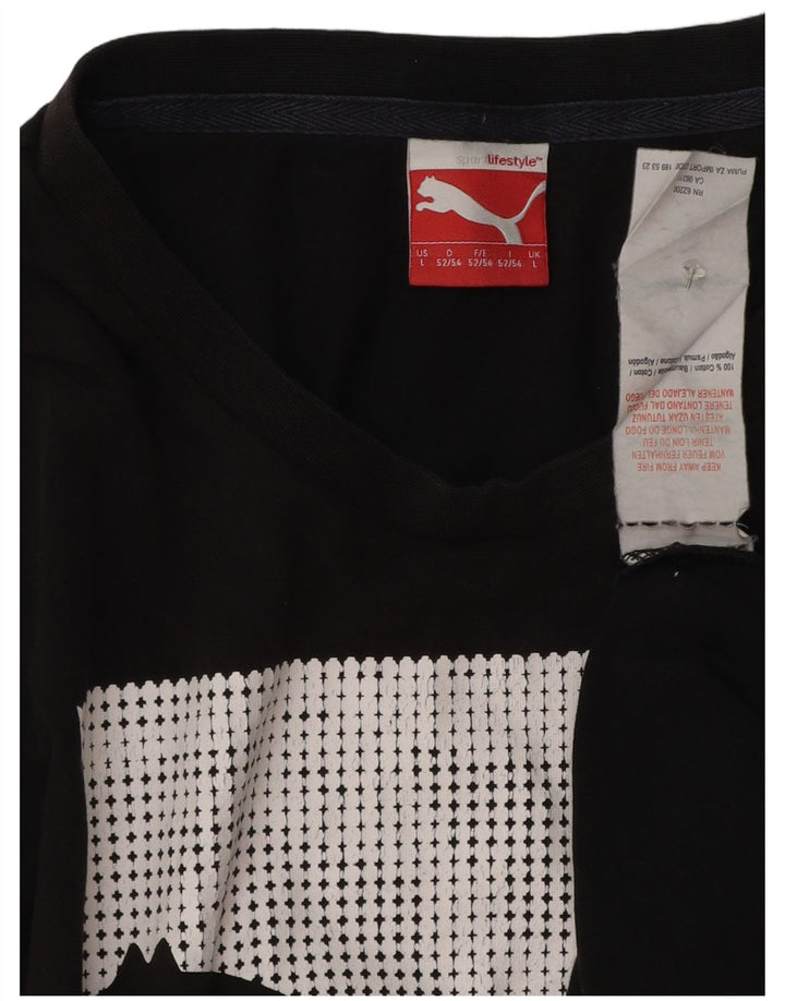 Puma Mens Graphic T-Shirt Top Large Black Cotton