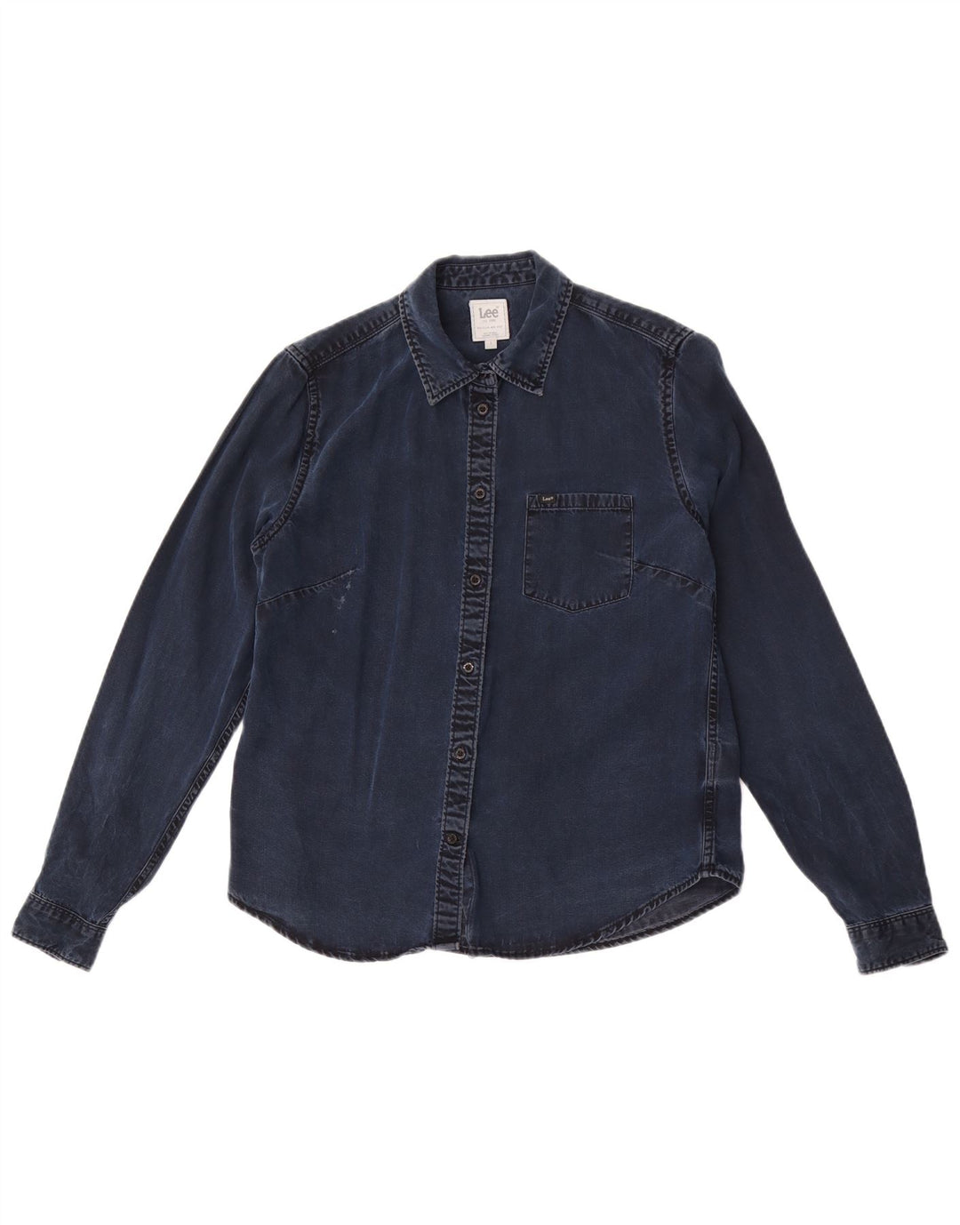Lee Womens Regular Fit Denim Shirt UK 10 Small Navy Blue Lyocell