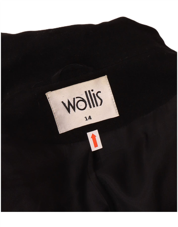 Wallis Womens Longline 3 Button Blazer Jacket UK 14 Large Black Classic