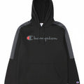 CHAMPION Mens Graphic Hoodie Jumper Small Black Colourblock Polyester