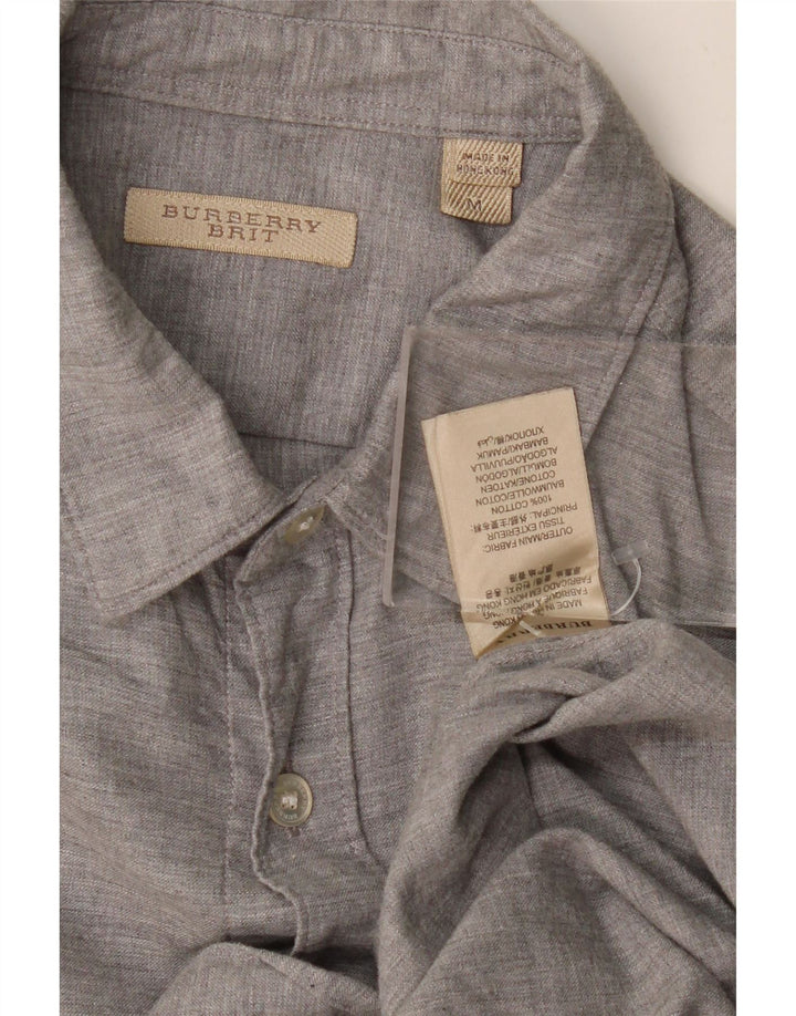 BURBERRY Mens BRIT Shirt Medium Grey Cotton