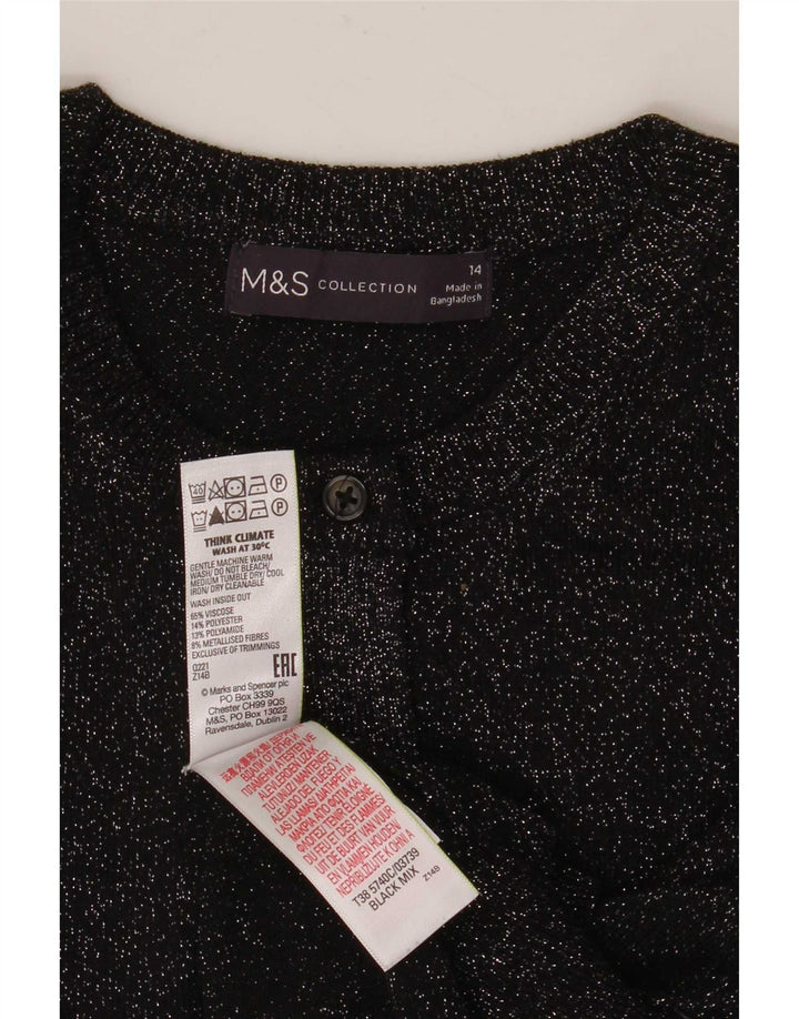 Marks & Spencer Womens Cardigan Sweater UK 14 Large Black Viscose