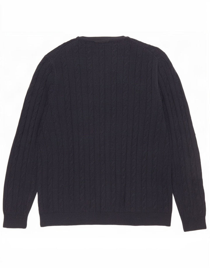 Lyle & Scott Mens Crew Neck Jumper Sweater Large Navy Blue Cotton