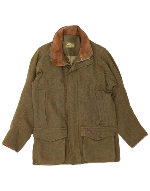 Musto Mens Performance Utility Jacket UK 38 Medium Khaki Check New Wool