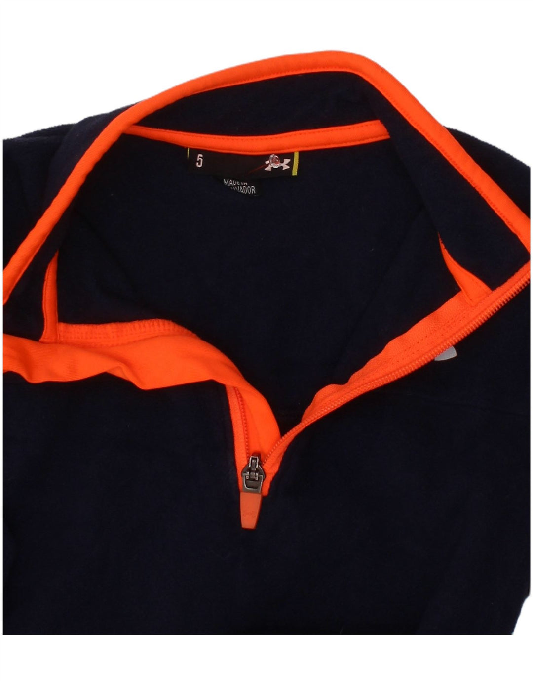Under Armour Boys Zip Neck Fleece Jumper 4-5 Years Navy Blue Polyester