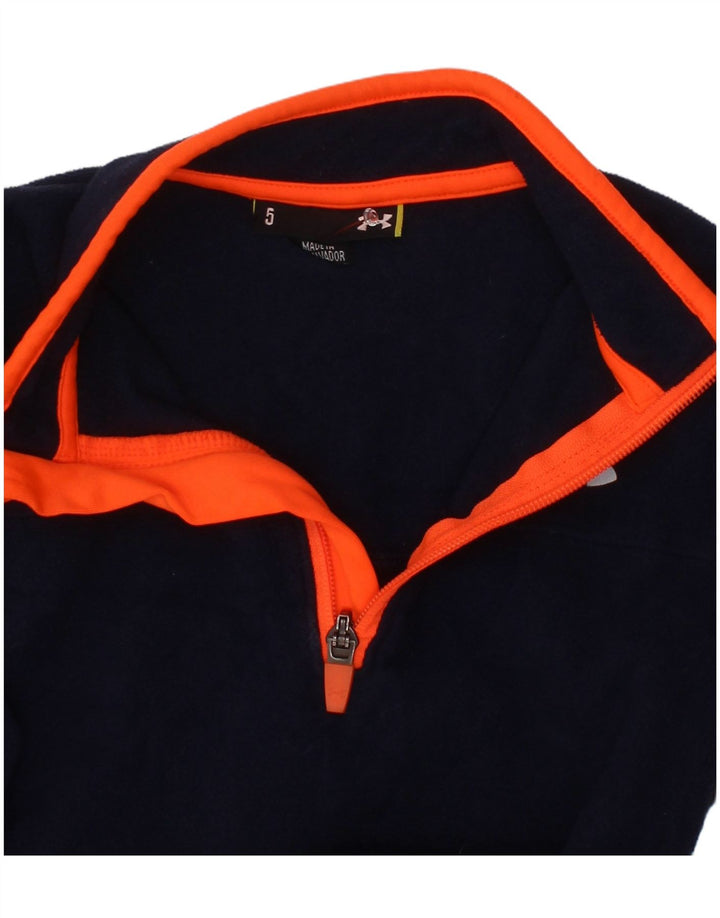 Under Armour Boys Zip Neck Fleece Jumper 4-5 Years Navy Blue Polyester