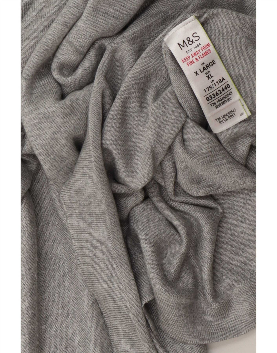 Marks & Spencer Womens Oversized V-Neck Jumper Sweater UK 18 XL Grey
