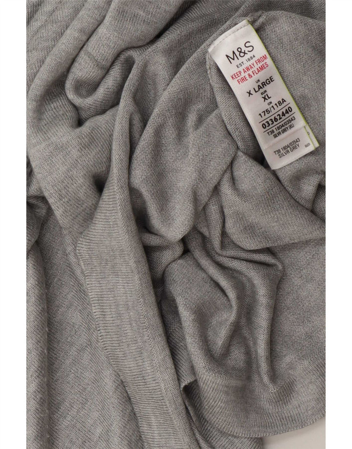 Marks & Spencer Womens Oversized V-Neck Jumper Sweater UK 18 XL Grey