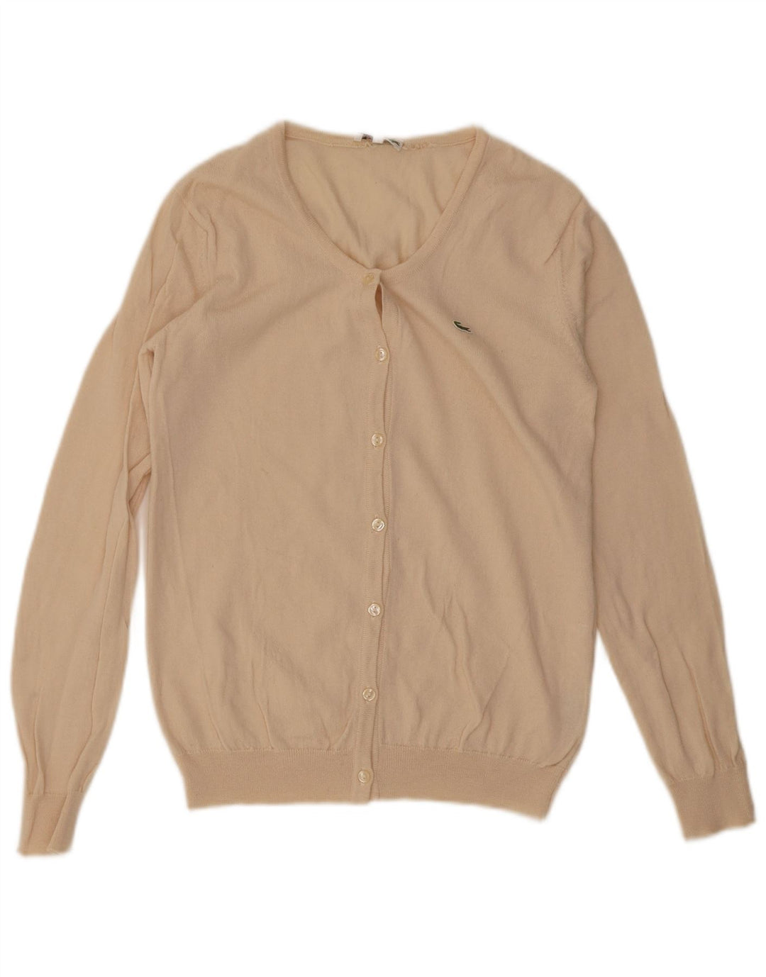 Lacoste Womens Cardigan Sweater Size 42 Large Beige New Wool