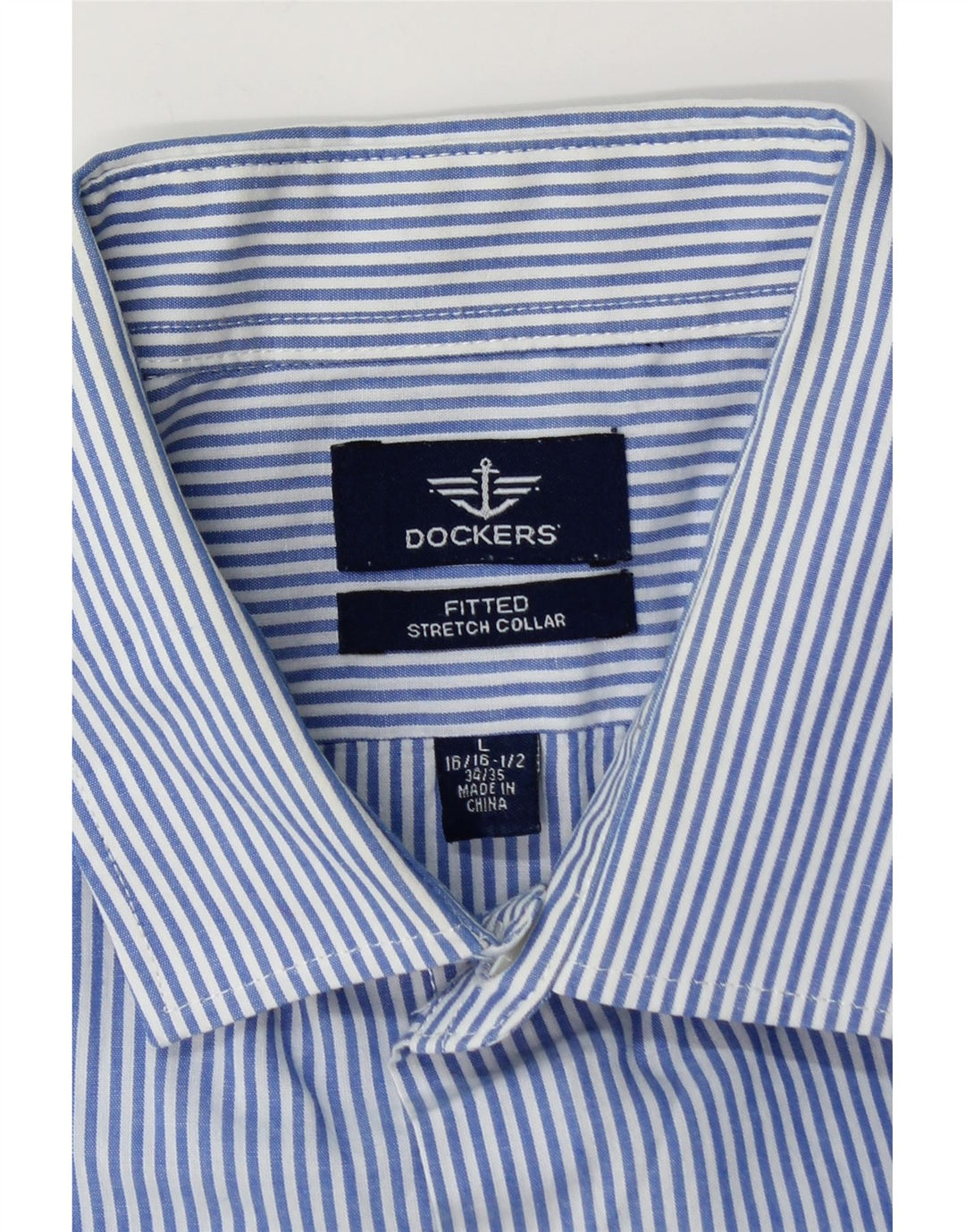 Dockers Herrenhemd Größe 16 1/2 Large Blauer Nadelstreifen