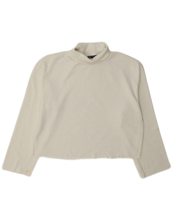 Maglione corto oversize a collo alto da donna Zara UK 10 piccolo bianco
