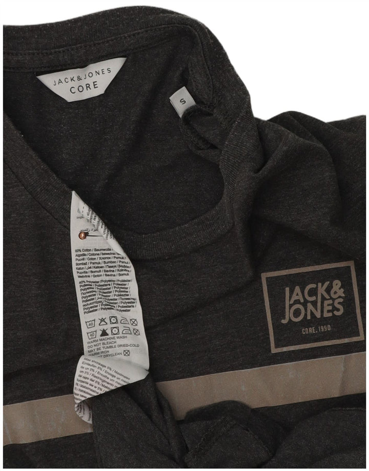 Jack & Jones Mens T-Shirt Top Small Grey Colourblock Cotton