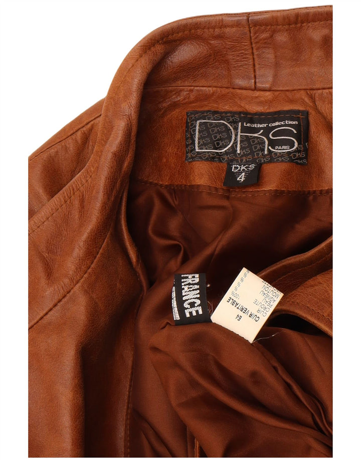 Giacca in pelle da donna DKS France US 4 piccola in pelle marrone