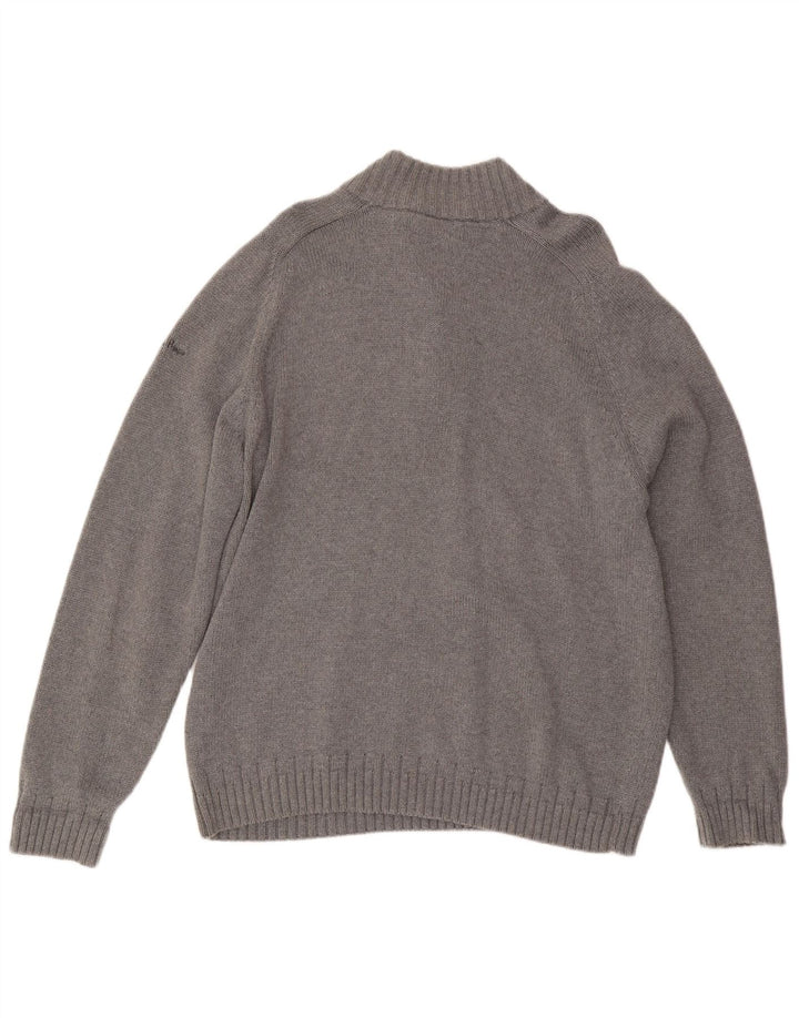 JAMES PRINGLE Mens Button Neck Jumper Sweater Large Grey Cotton