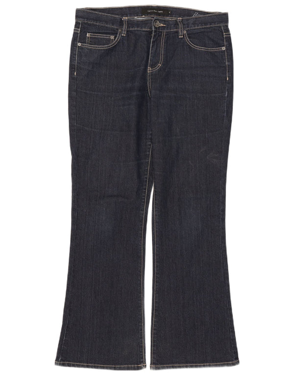 Calvin Klein Womens Flared Jeans US 10 Large W33 L29 Navy Blue Cotton