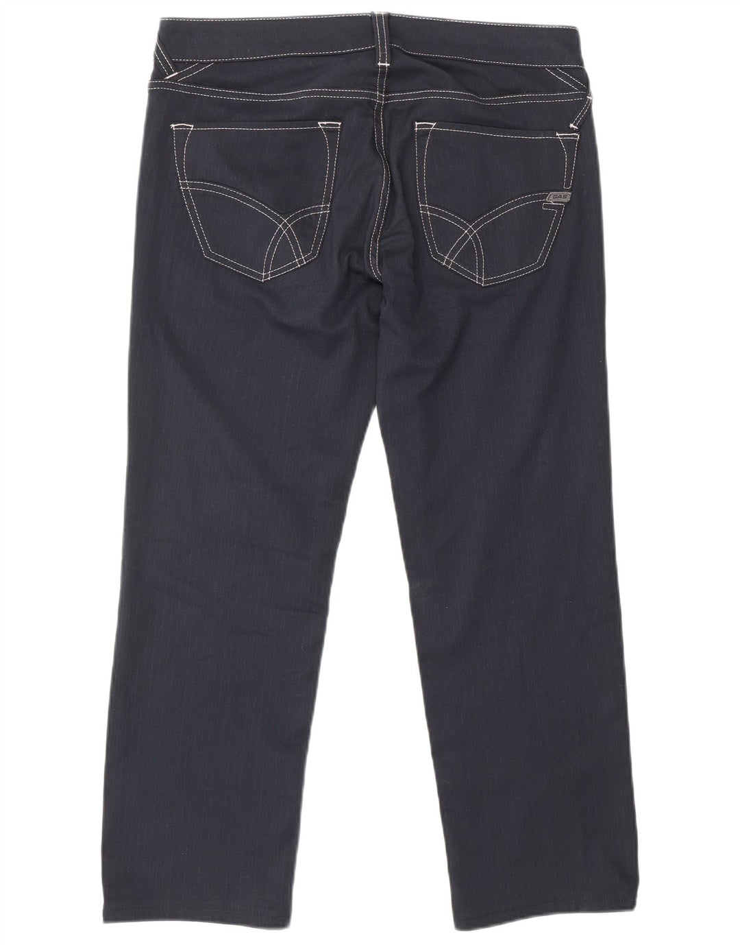 GAS Womens Straight Casual Trousers W32 L26 Navy Blue Polyester