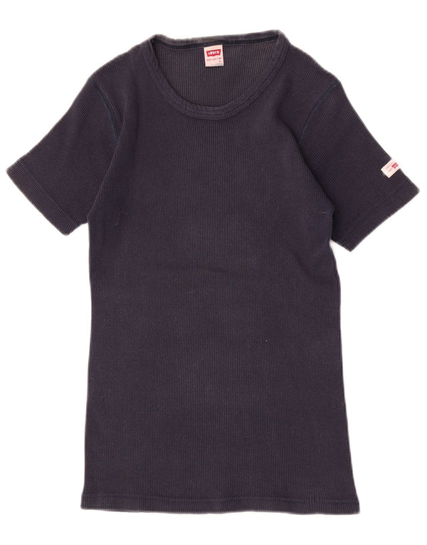 Levi's Damen T-Shirt Top UK 14 Large Marineblau Baumwolle