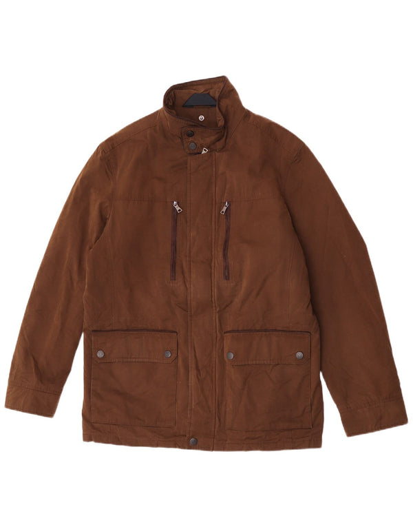 Marks & Spencer Mens Utility Jacket UK 38 Medium Brown Cotton