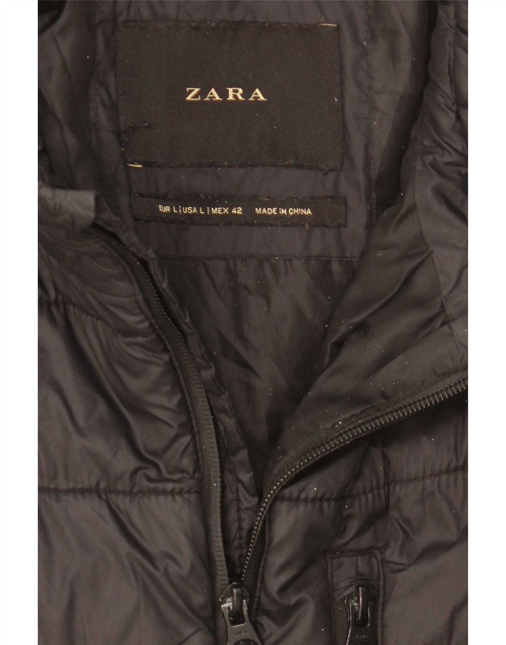 Мужская стеганая куртка Zara UK 40, большая, черная, полиамид