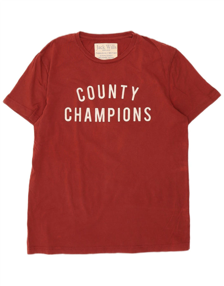 JACK WILLS Mens Graphic T-Shirt Top Large Maroon Cotton