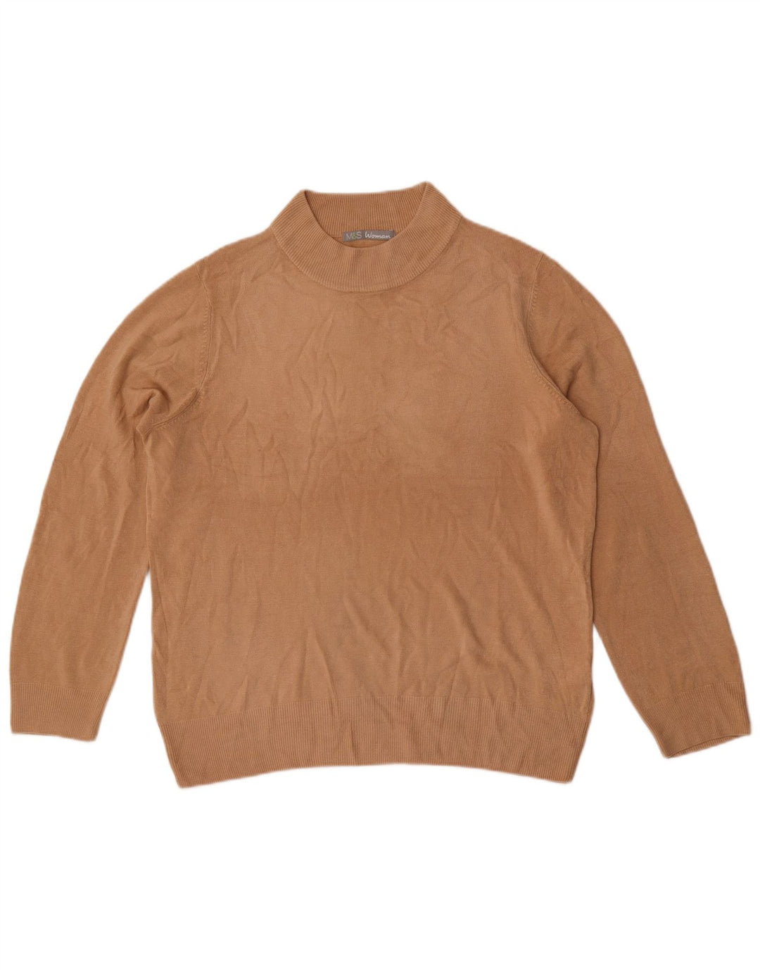 Marks & Spencer Womens Turtle Neck Jumper Sweater UK 16 Large Brown