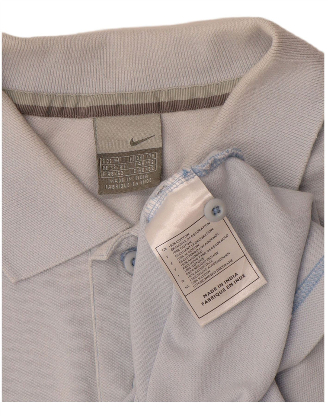 Nike Mens Polo Shirt UK 39/41 Medium Blue Cotton