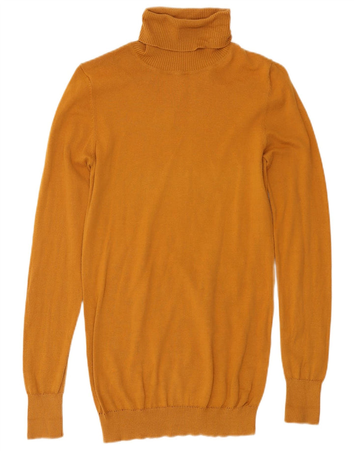 Benetton Womens Roll Neck Jumper Sweater UK 8 Small Yellow