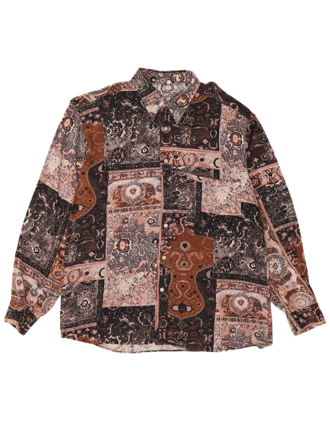 Camisa vintage para hombre Patchwork multicolor medio