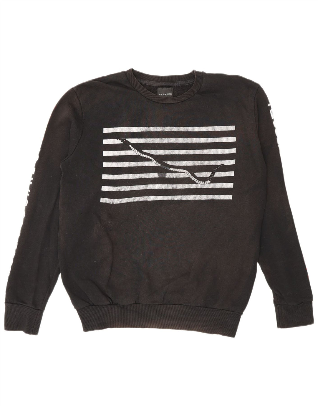 Zara Mens Graphic Sweatshirt Jumper Small Black
