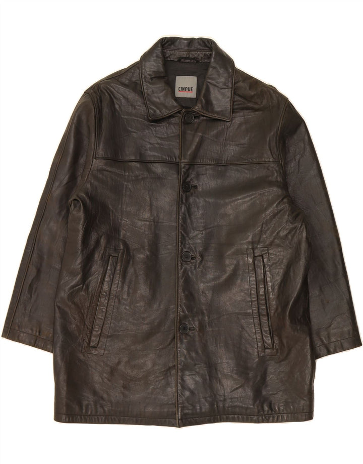 CINQUE Mens Leather Jacket IT 50 Large Black Leather Vintage CINQUE and Second-Hand CINQUE from Messina Hembry 