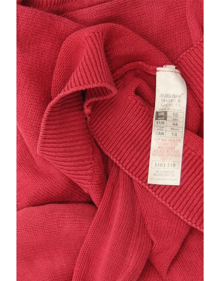 Marks & Spencer Womens Oversized Boat Neck Jumper Sweater UK 16 Large Red
