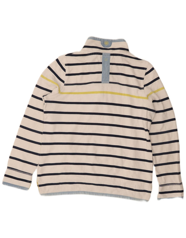 Fat Face Damen-Sweatshirt mit Reißverschluss am Hals, UK 14, Größe L, weiß gestreift, Baumwolle