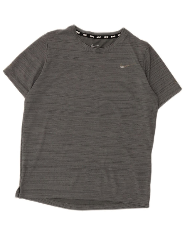 Nike Garçon Dri Fit T-Shirt Top 10-11 ans Gris Moyen Rayé Polyester