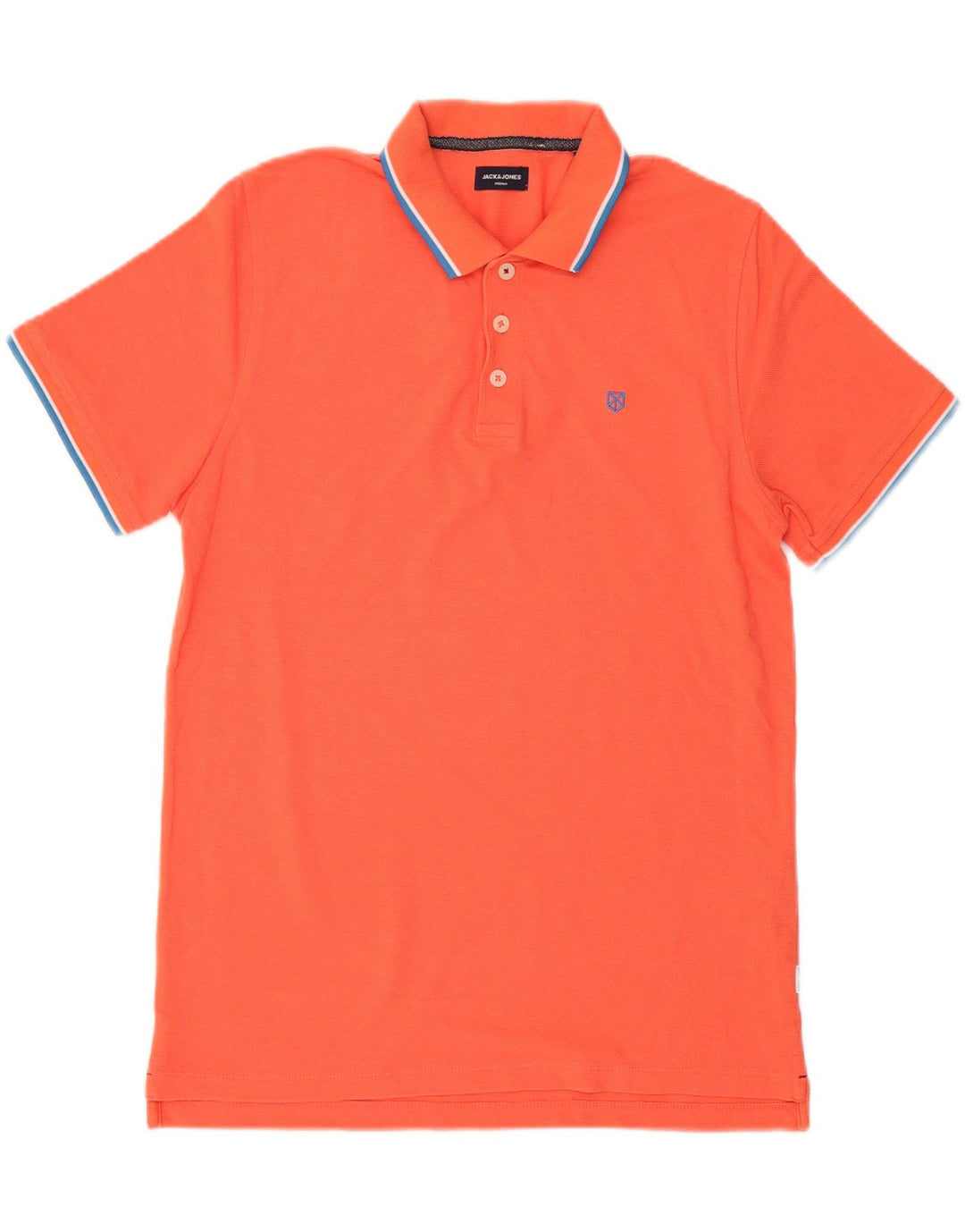JACK & JONES Mens Polo Shirt Large Orange Cotton
