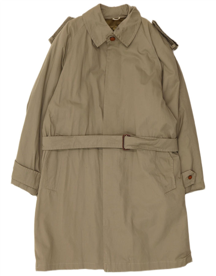 Vintage Mens Trench Coat UK 36 Small Khaki Cotton