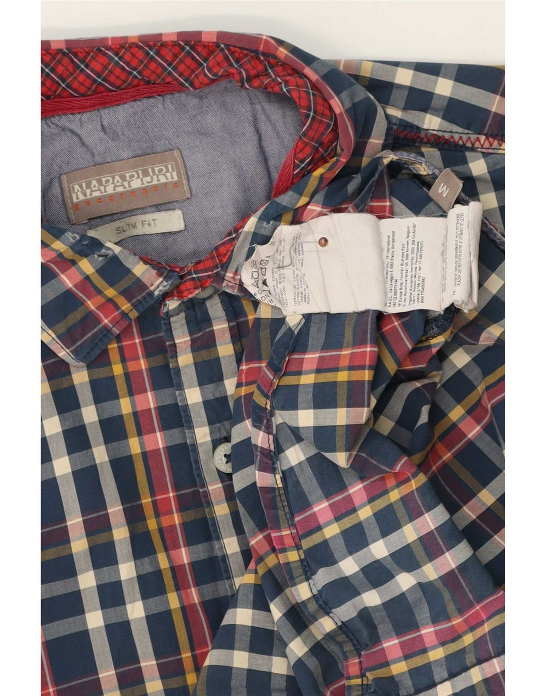 Napapijri Mens Geographic Slim Fit Shirt Medium Blue Check Cotton