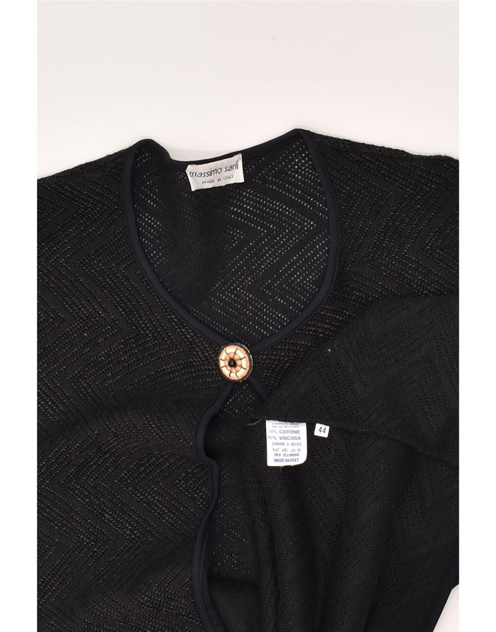 VINTAGE Womens Short Sleeve Knit Cardigan Top IT 44 Medium Black Cotton | Vintage Vintage | Thrift | Second-Hand Vintage | Used Clothing | Messina Hembry 