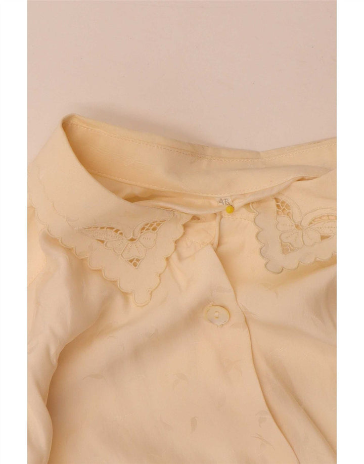 Vintage Womens Shirt Blouse IT 46 Large Off White Silk
