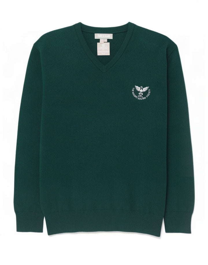 Lyle & Scott Herre V-hals sweater 2XL Grøn uld