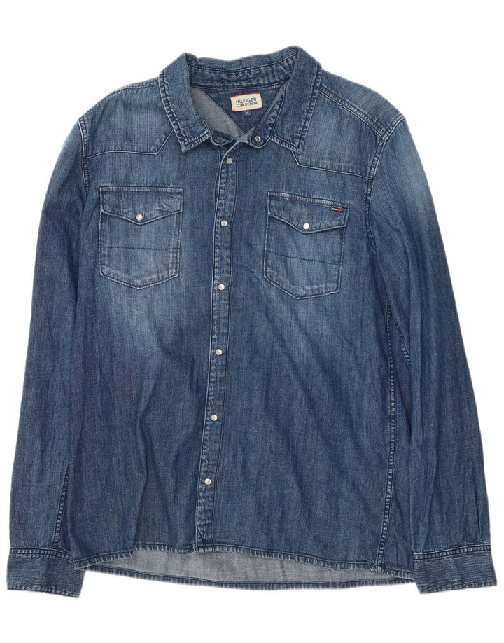 Tommy Hilfiger Herre Denim Shirt XL Blå Bomuld