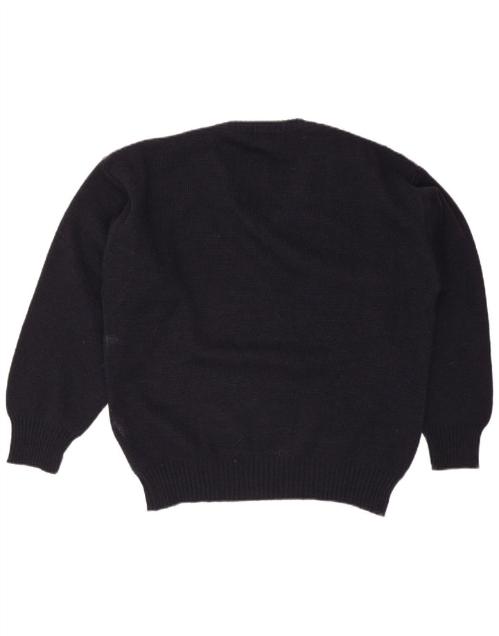 Maglione da uomo con scollo a V Tris Line IT 48 Lana a righe blu navy medio