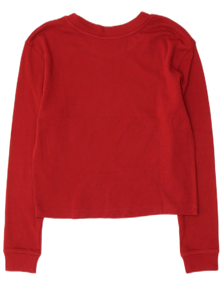 ZARA Womens Crop Top Long Sleeve UK 10 Small Red Cotton